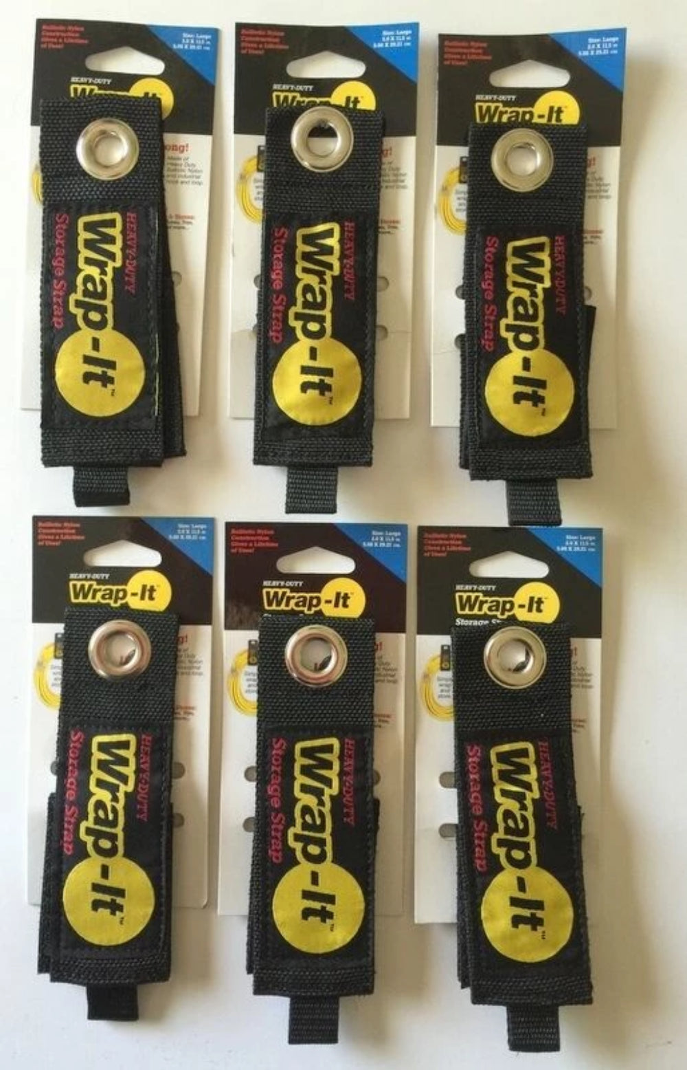 (6) (Large) Wrap-It Heavy Duty Storage Straps to Hang Items on Hooks & Pegboard