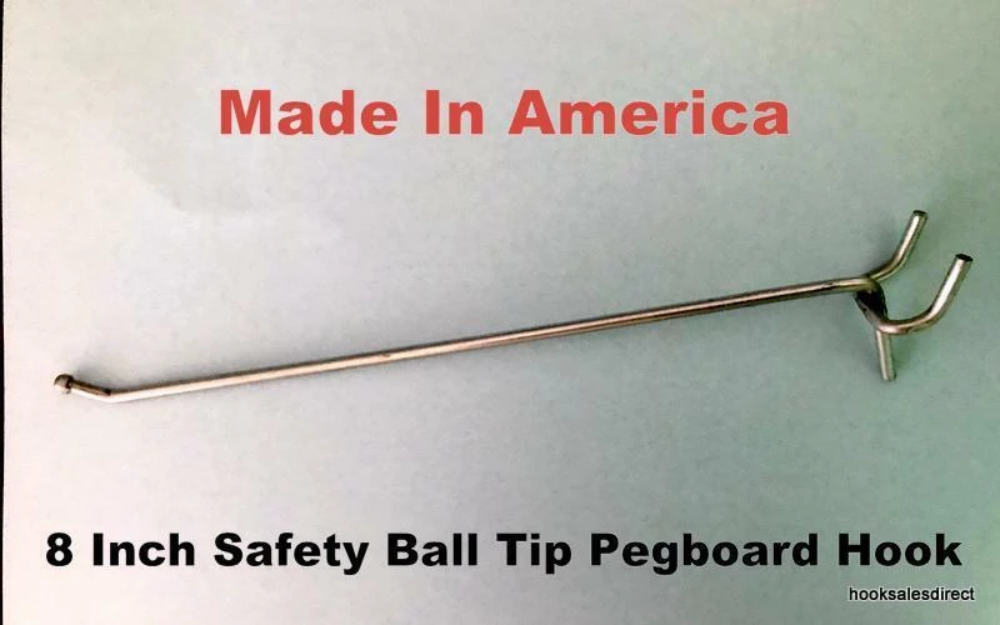 thumbnail image 2 of ProCraft 8 Inch Metal Pegboard Hooks – 10 Pack, USA Made, Garage Shelf Hangers & Organizer Kit 2 of 6