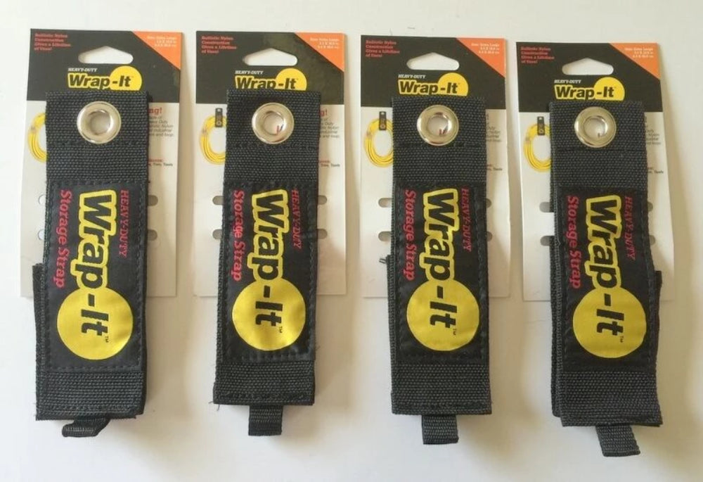 (4) X-Large Wrap-It Heavy Duty Storage Straps to Hang Items on Hooks & Pegboard