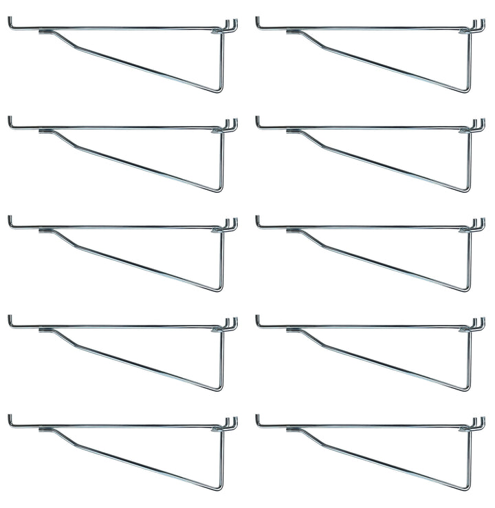 (10 Pack) Metal 8 Inch Shelf Bracket Garage Peg Hanger for 1/8" & 1/4" Pegboard