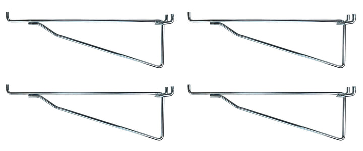 (4 Pack) Metal 12 Inch Shelf Bracket Garage Peg Hanger for 1/8" & 1/4" Pegboard