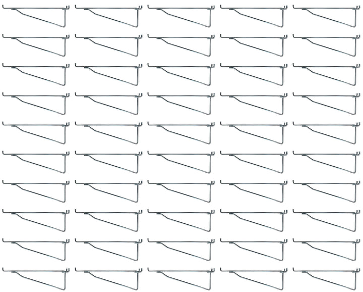 (50 Pack) Metal 8 Inch Shelf Bracket Garage Peg Hanger for 1/8" & 1/4" Pegboard