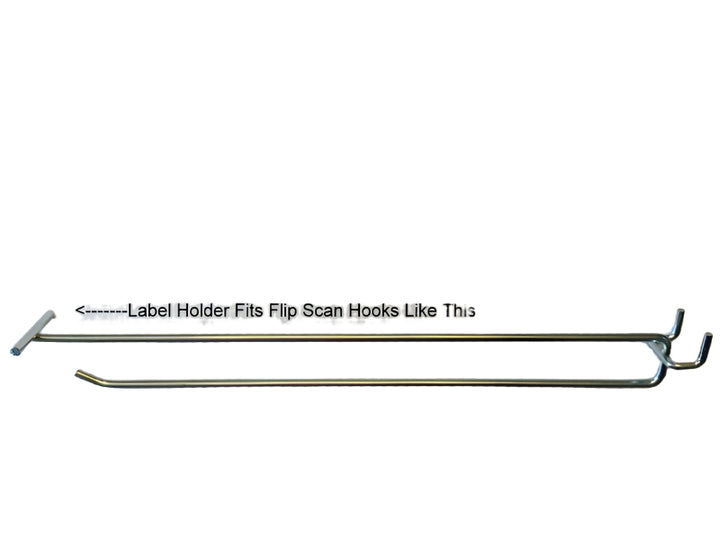 100 PACK 1.25 X 2 inch Label Holder for Flip Scan™ Pegboard Hooks.  Made in USA