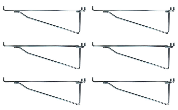 (6 Pack)10" Metal Peg Hook Shelf Brackets for 1/8" 1/4" Pegboard & Slatwall