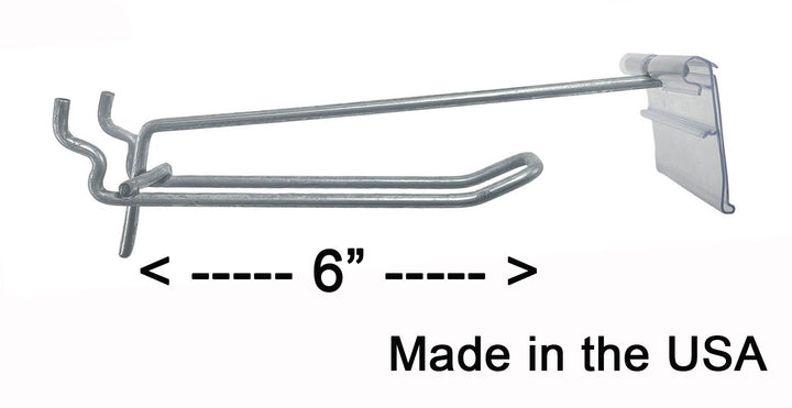 100 PACK USA MADE  FS1160SCAN 6 Inch Looped Flip Scan™ Metal Peg Hooks for Pegboard Label Holder Included