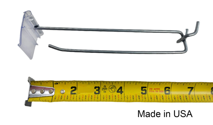 100 PACK 6" Flip Scan™ USA MADE Retail Display Metal Peg Board Hooks W/Label Holder (FSAWL6)