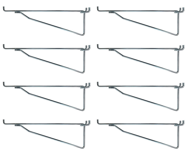 (8 Pack) Metal 8 Inch Shelf Bracket Garage Peg Hanger for 1/8" & 1/4" Pegboard
