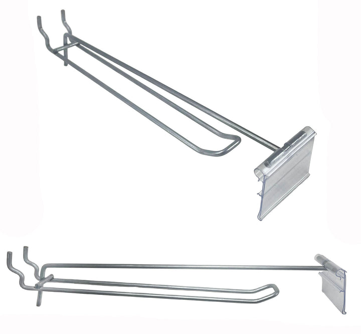 100 PACK USA MADE  FS1180SCAN 8 Inch Looped Flip Scan™ Metal Peg Hooks for Pegboard Label Holder Included