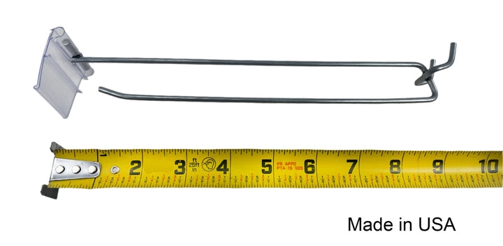 100 EACH 4", 6", 8", 11" Flip Scan™ USA MADE Retail Display Metal Peg Board Hooks W/Label Holder