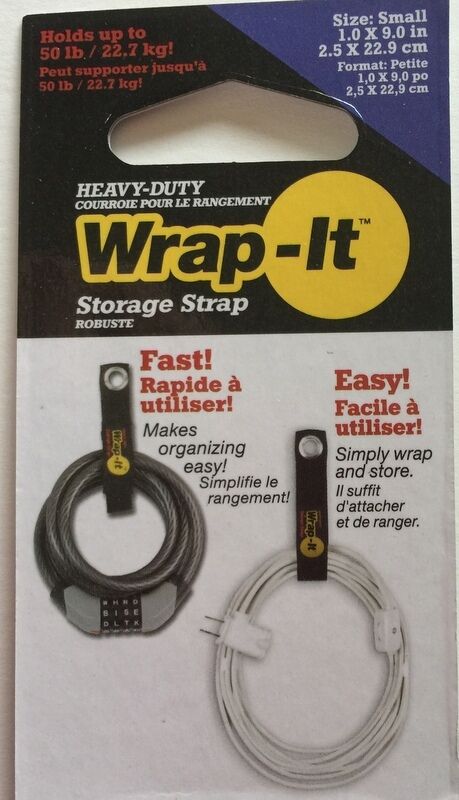 (4) (Small)  Wrap-It Heavy Duty Storage Straps to Hang Items on Hooks & Pegboard