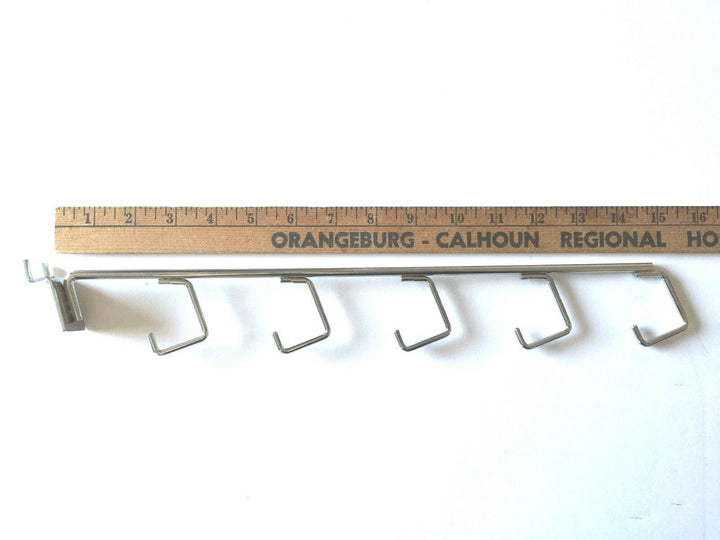 (2 Pack) Store Display Chrome Waterfall 5 Hook Rod Mounts Directly onto Pegboard