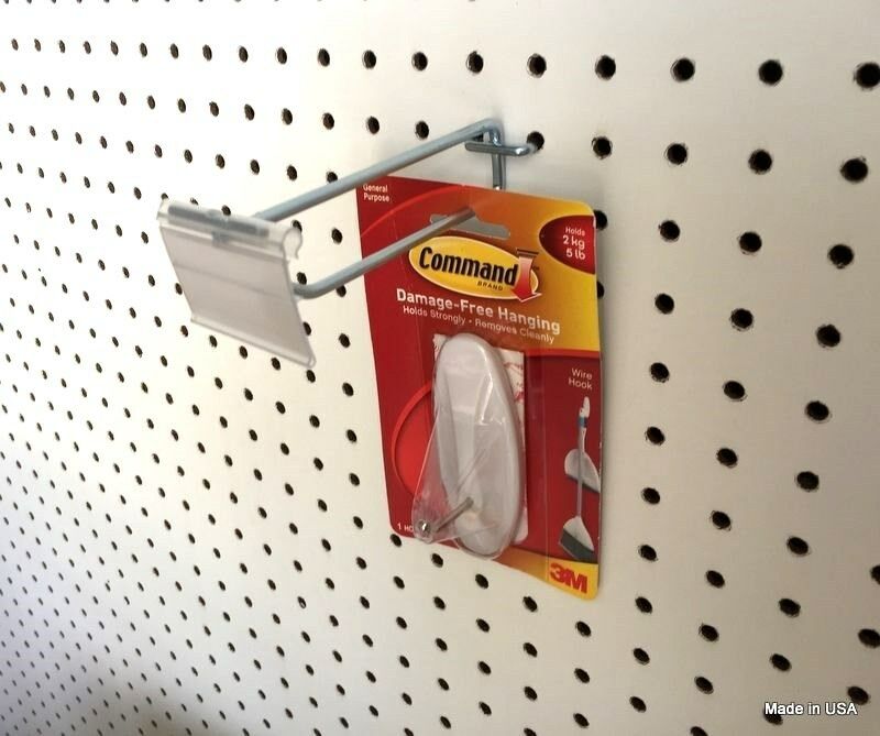 Lot of (10) 10" Scan Metal Peg Hooks W/O Label Holder Grid Pegboard
