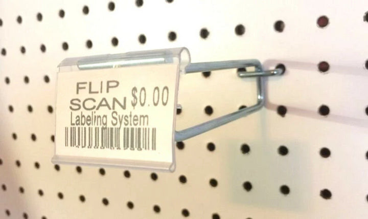 100 PACK 6" Flip Scan™ Metal Peg Hooks w/Label Holder 3/16" &1/4" Pegboard