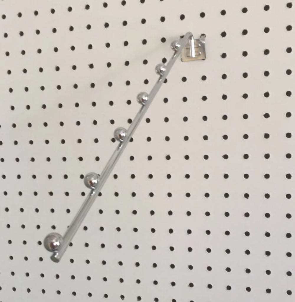 (6 Pack) Chrome Waterfall Display Peg Hook. For Slatwall, 3/16" & 1/4" Pegboard