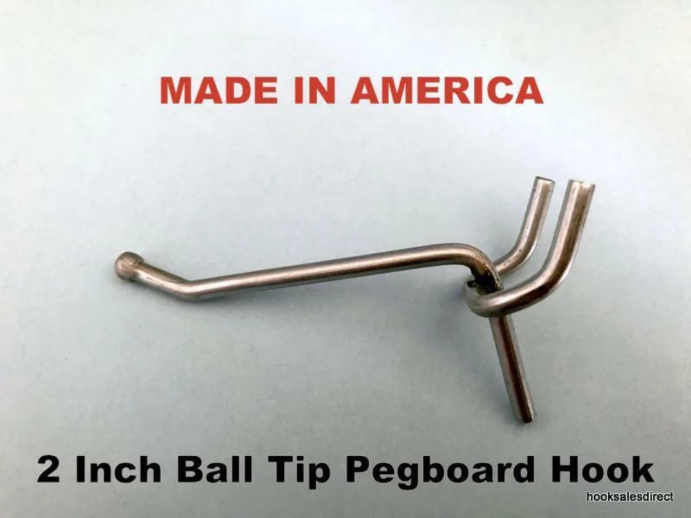 (150 PACK) 2 Inch Metal Peg Hooks 1/8 to 1/4" Pegboard Slatwall, Retail Garage