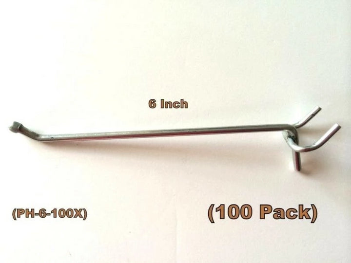 (200 PACK) 6 Inch Metal Peg Hooks 1/8 to 1/4" Pegboard Slatwall, Garage, Retail