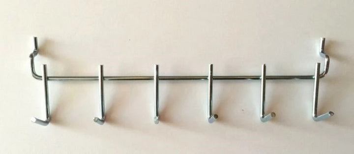 (6 Pack) 6-Hook All Metal Pegboard Angled Multi Tool Holder  0.148 X 1 1/2 inch