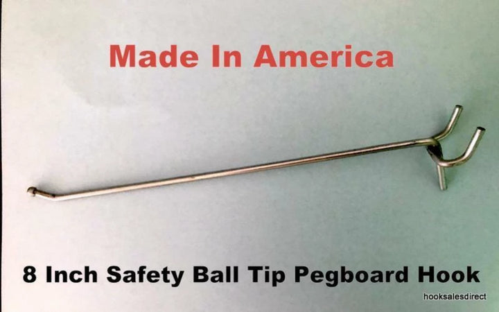 (1000 PACK) USA Made 8 Inch Metal Peg Hooks.For 1/8 & 1/4" Pegboard or Slatwall