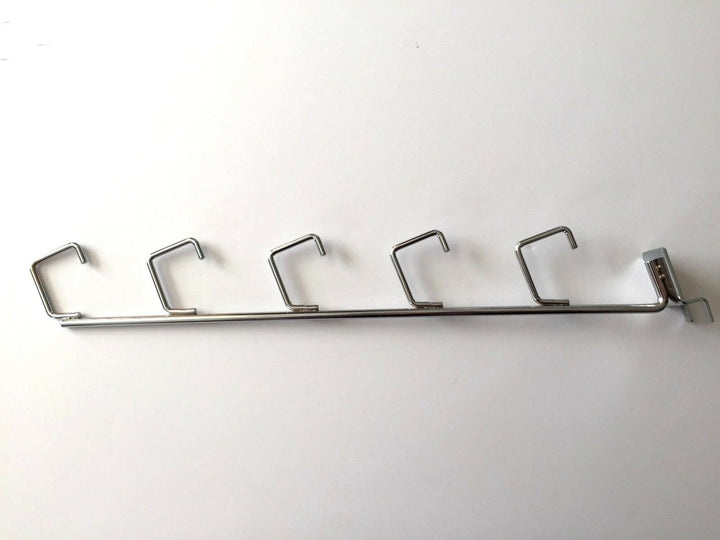 (2 Pack) Store Display Chrome Waterfall 5 Hook Rod Mounts Directly onto Pegboard