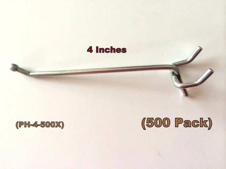 (500 PACK) 4 Inch All Metal Peg Hooks 1/8 to 1/4" Pegboard, Slatwall, Garage kit