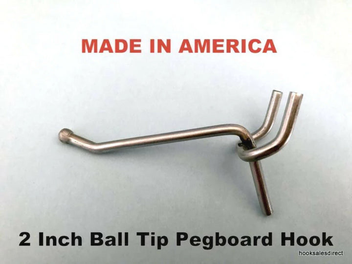 (20 PACK) 2 Inch All Metal Peg Hooks 1/8" to 1/4" Pegboard, Slatwall, Garage kit