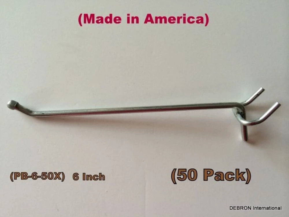 (75 PACK) 6 Inch All Metal Peg Hooks 1/8 to 1/4" Pegboard, Slatwall, Garage kit
