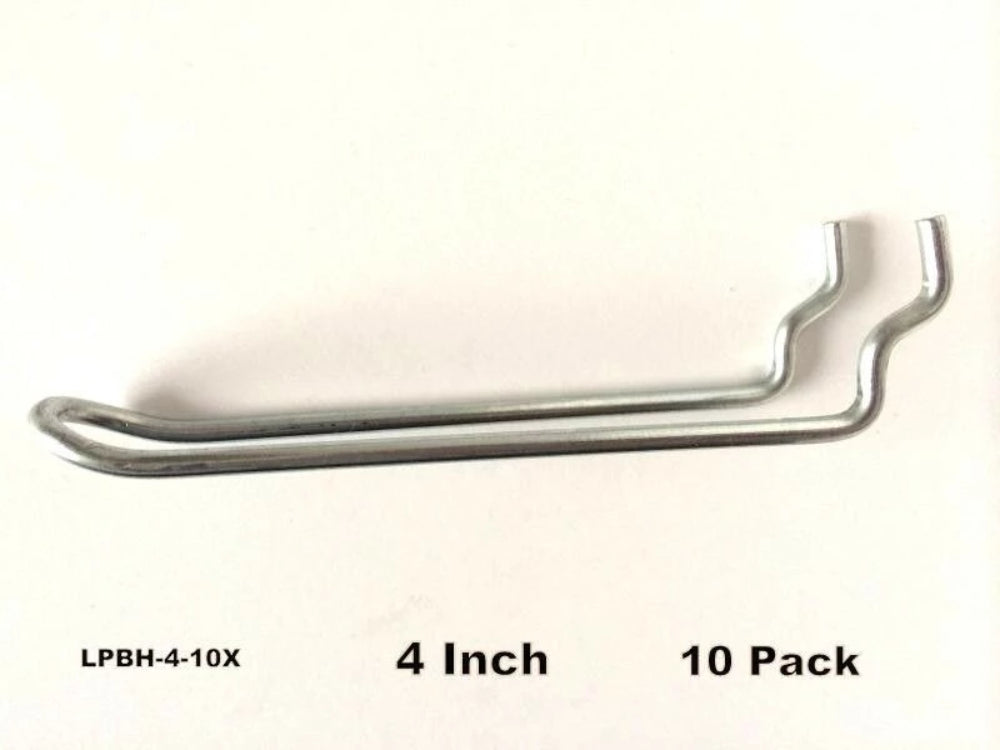 (10 PACK) 4" Looped Metal Peg Hooks w/Elevated Tip. Fits 1/8 & 1/4 Pegboard