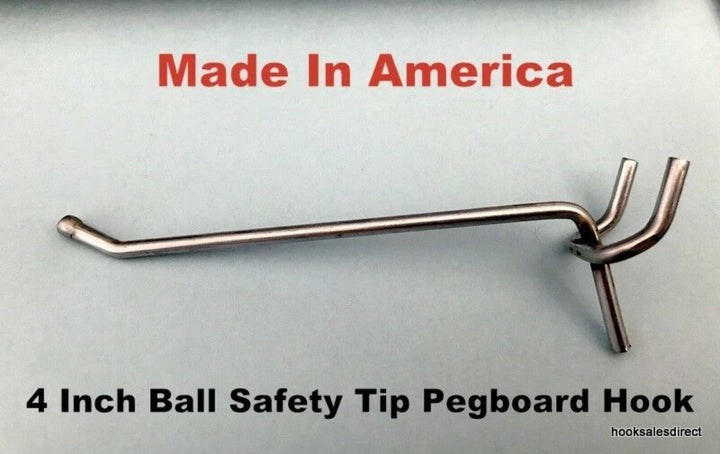 (10 PACK) 4 Inch All Metal Peg Hooks 1/8 to 1/4" Pegboard, Slatwall, Garage kit