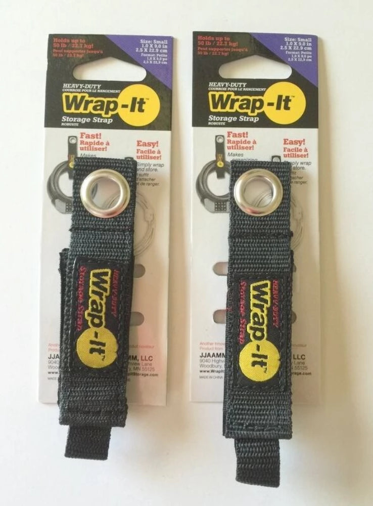 (2) (Small)  Wrap-It Heavy Duty Storage Straps to Hang Items on Hooks & Pegboard