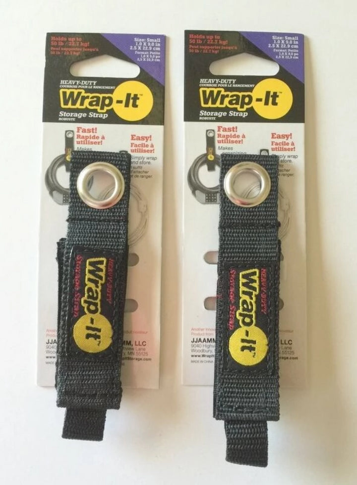 (2) (Small)  Wrap-It Heavy Duty Storage Straps to Hang Items on Hooks & Pegboard