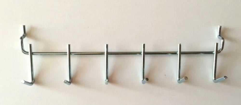 (2 Pack) 6-Hook All Metal Pegboard Angled Multi Tool Holder  0.148 X 1 1/2 inch