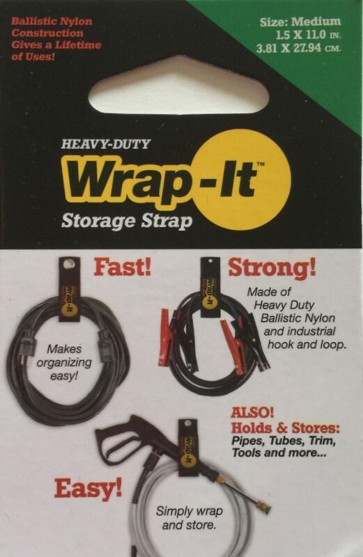 (6) (Medium) Wrap-It Heavy Duty Storage Straps to Hang Items on Hooks & Pegboard
