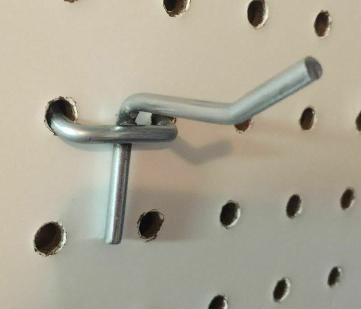 100 each 1" & 2" All Metal Peg Hooks 1/8 to 1/4" Pegboard, Slatwall, Garage kit