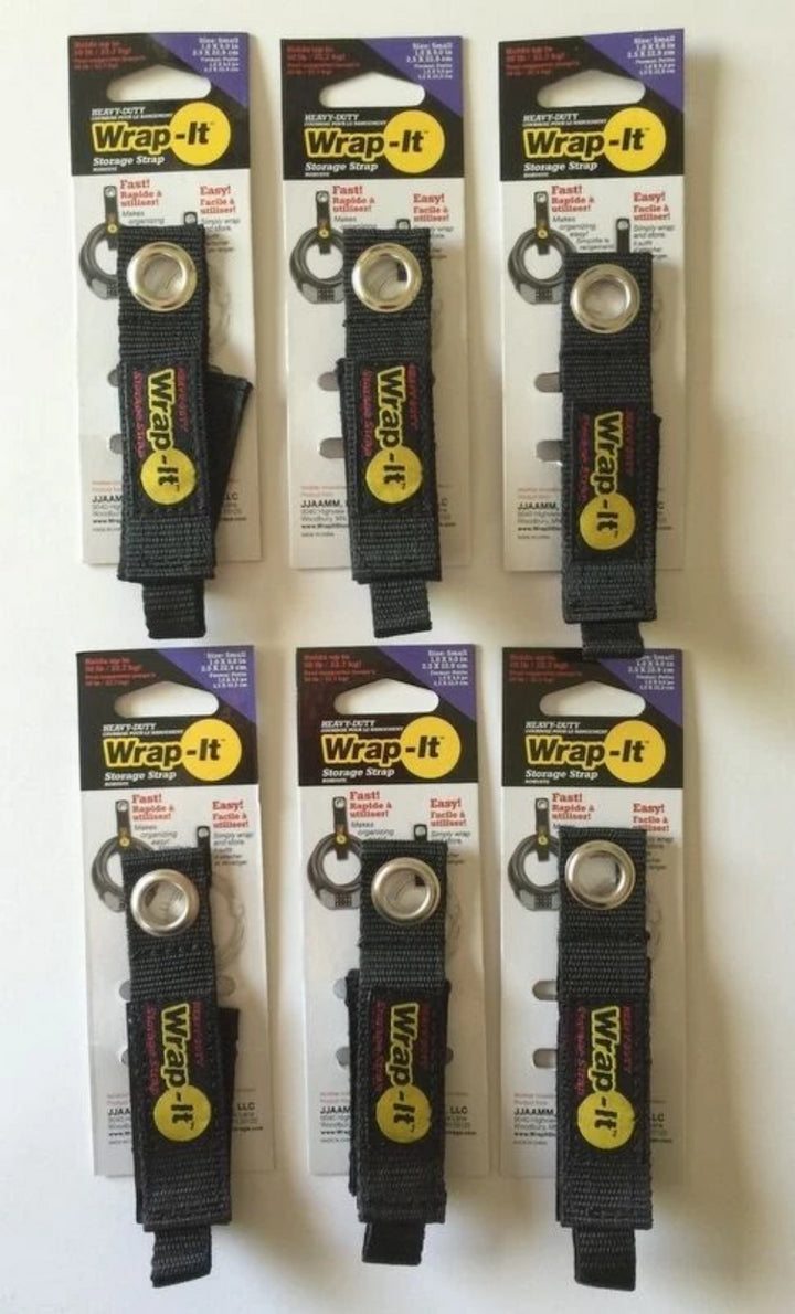 (6) (Small)  Wrap-It Heavy Duty Storage Straps to Hang Items on Hooks & Pegboard