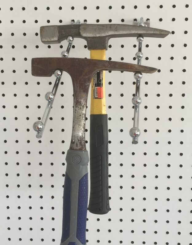 (8 Pack) Chrome Waterfall Display Peg Hook. For Slatwall, 3/16" & 1/4" Pegboard