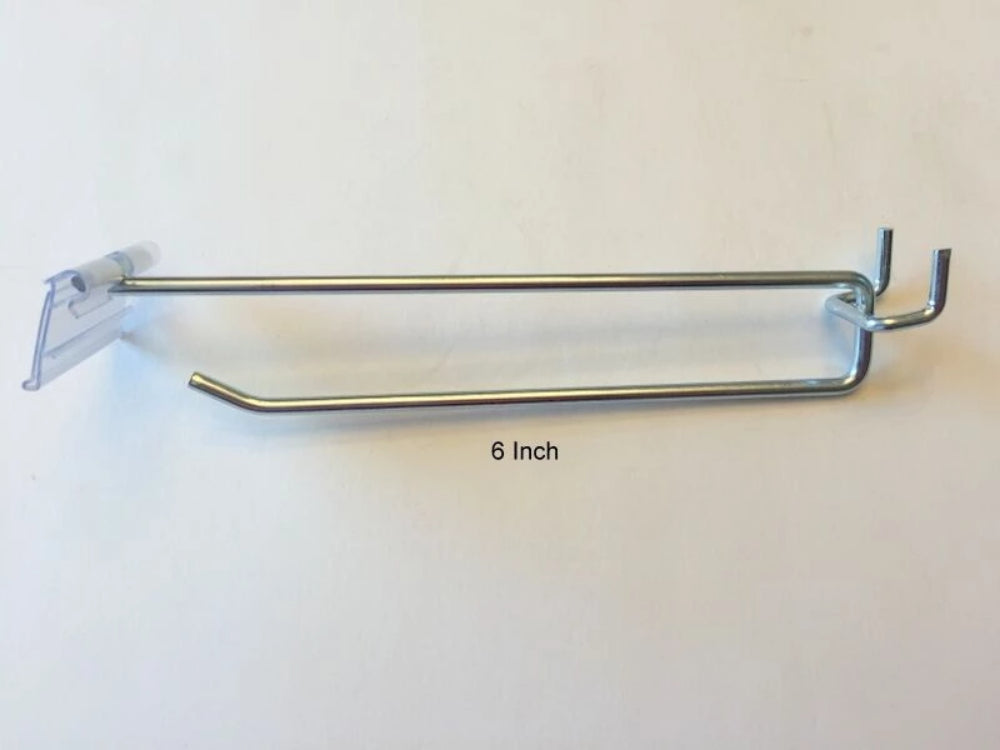 300 PACK 6 Inch Flip Scan™ Metal Peg Hooks w/Label Holder 1/8" to 1/4" Pegboard