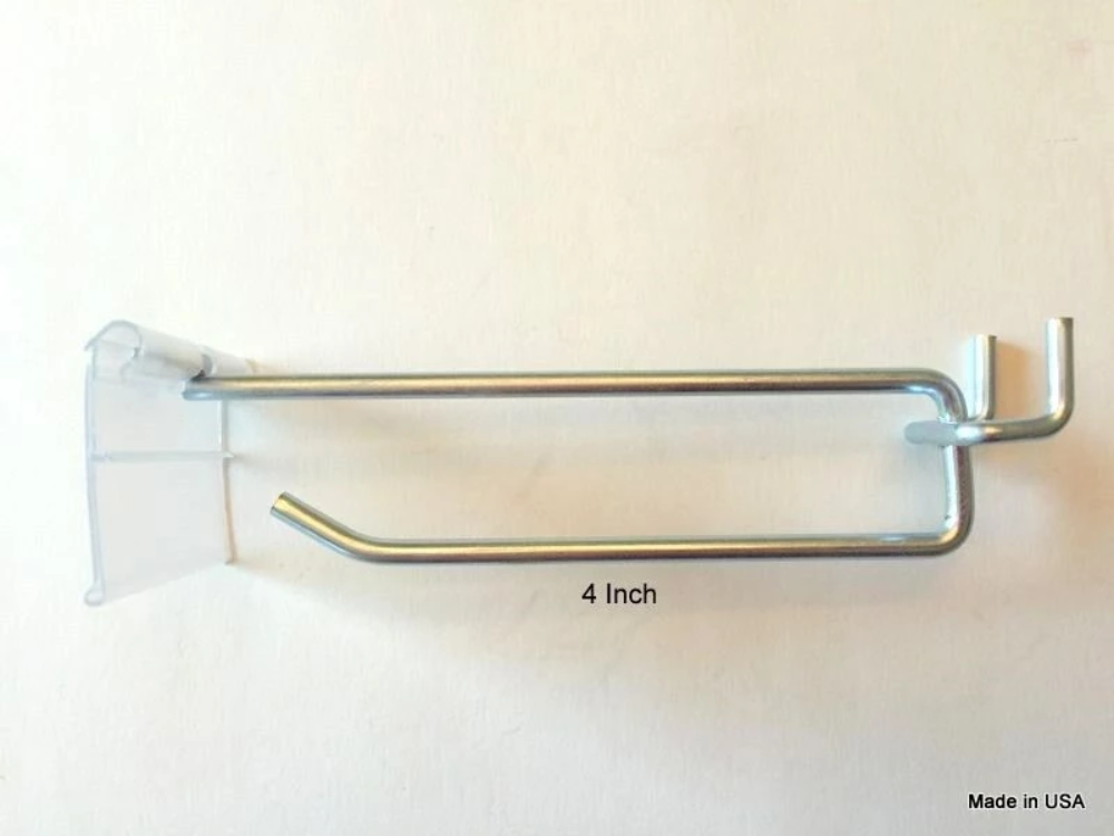 100 PACK 4 Inch Flip Scan™ Metal Peg Hooks w/Label Holder 1/8