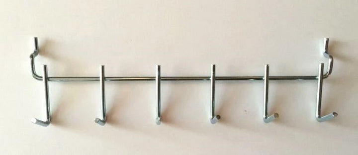 (8 Pack) 6-Hook All Metal Pegboard Angled Multi Tool Holder  0.148 X 1 1/2 inch