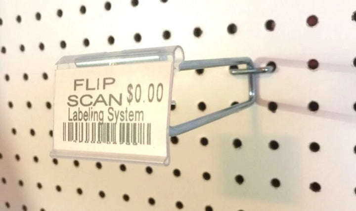 20 PACK 8 Inch Flip Scan™ Metal Peg Hooks with Label Holder 3/16 & 1/4 Pegboard