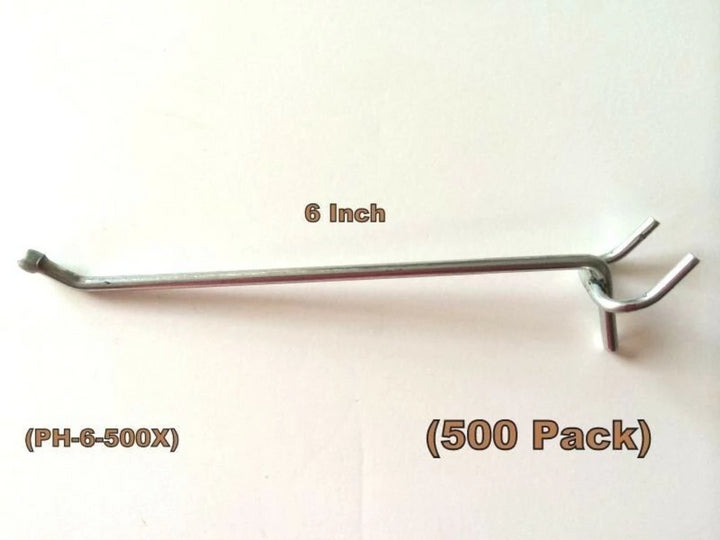 (500 PACK) 6 Inch All Metal Peg Hooks 1/8 to 1/4" Pegboard, Slatwall, Garage kit