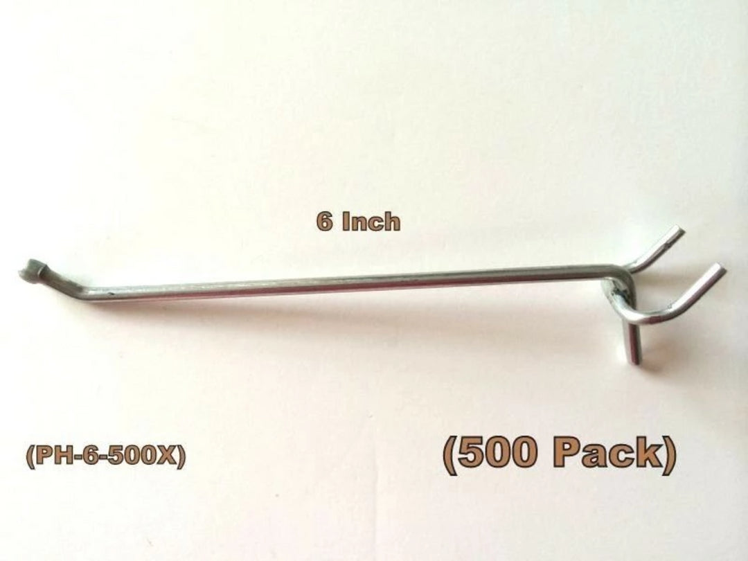 (500 PACK) 6 Inch All Metal Peg Hooks 1/8 to 1/4" Pegboard, Slatwall, Garage kit