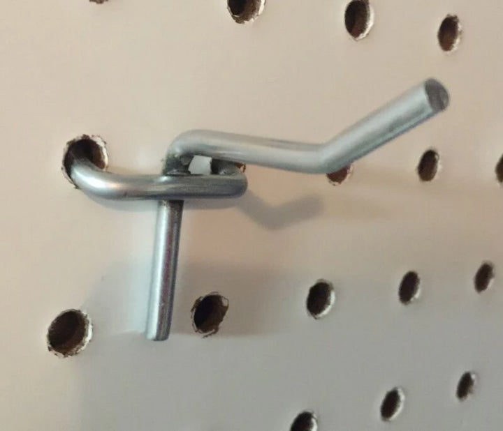 (250 PACK) One Inch Metal Peg Kit. Garage Shelf Hanger Hooks. 1/8"-1/4" Pegboard