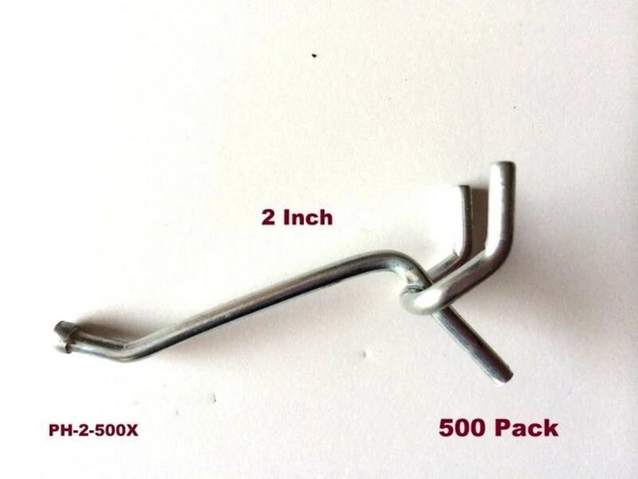 (500 PACK) 2 Inch All Metal Peg Hooks 1/8 to 1/4" Pegboard, Slatwall, Garage kit
