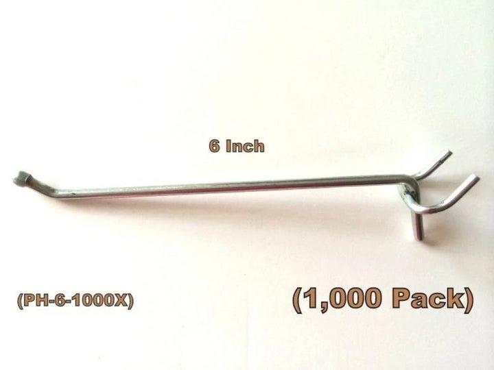 (1000 PACK) 6 Inch All Metal Peg Hooks 1/8 to 1/4" Pegboard Slatwall, Garage kit