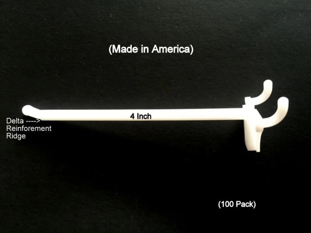 (100 PACK) 4 Inch White Plastic Peg Kit. Garage Shelf Hanger Pegboard Hooks  USA
