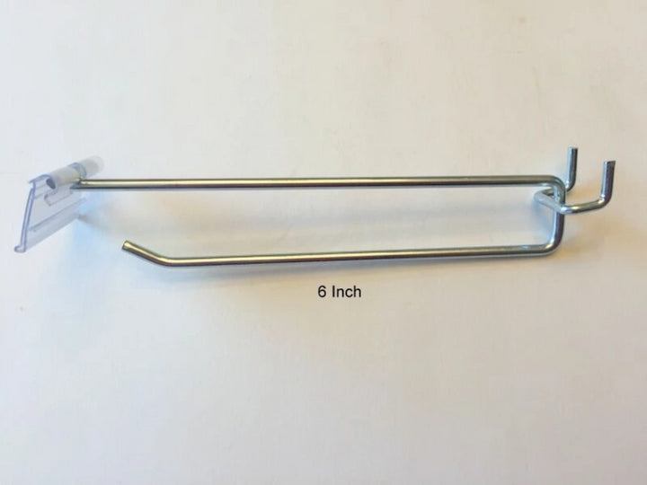 200 PACK 6 Inch Flip Scan™ Metal Peg Hooks w/Label Holder 1/8" to 1/4" Pegboard