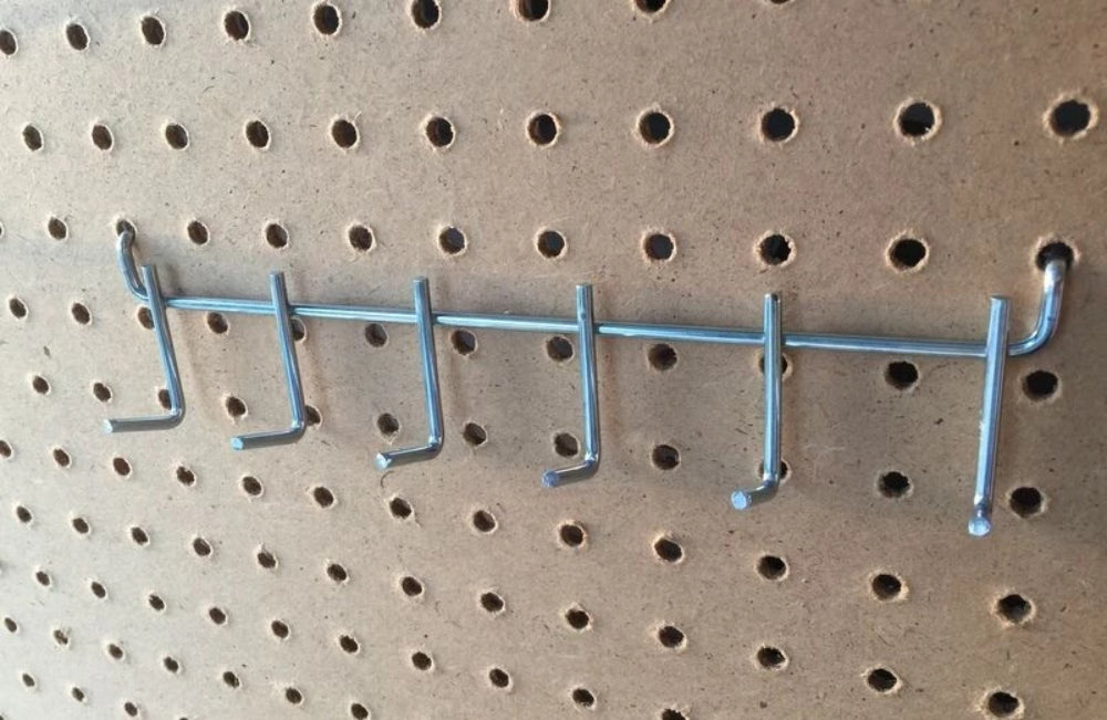 (8 Pack) 6-Hook All Metal Pegboard Angled Multi Tool Holder  0.148 X 1 1/2 inch