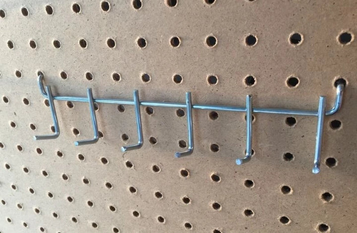(8 Pack) 6-Hook All Metal Pegboard Angled Multi Tool Holder  0.148 X 1 1/2 inch