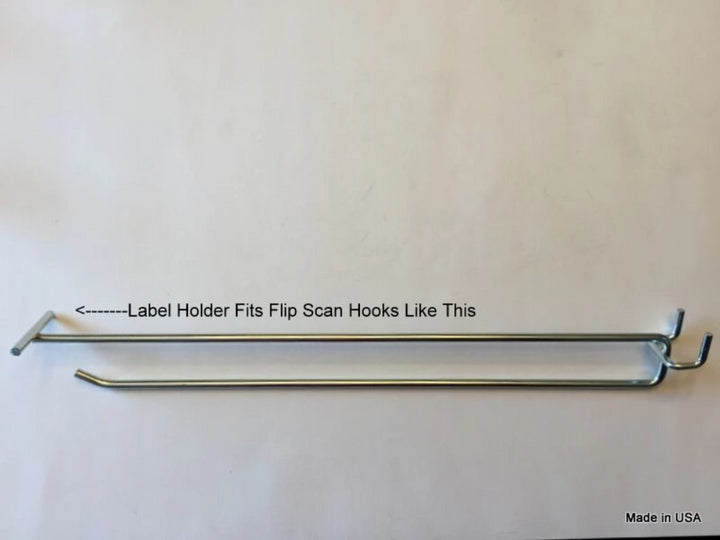 100 PACK 1.25 X 2 inch Label Holder for Flip Scan™ Pegboard Hooks.  Made in USA
