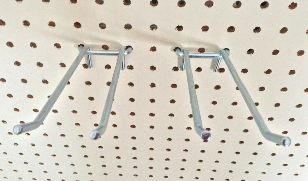 (2 Pack) 6"  Metal Peg Tool Holder Garage Shelf Hanger for 1/8" & 1/4" Pegboard